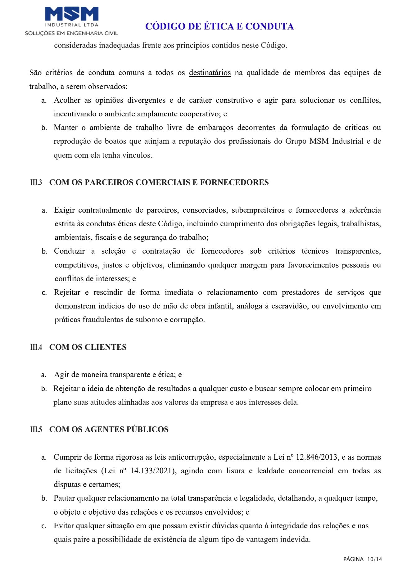 Código de Conduta e Ética - página 10