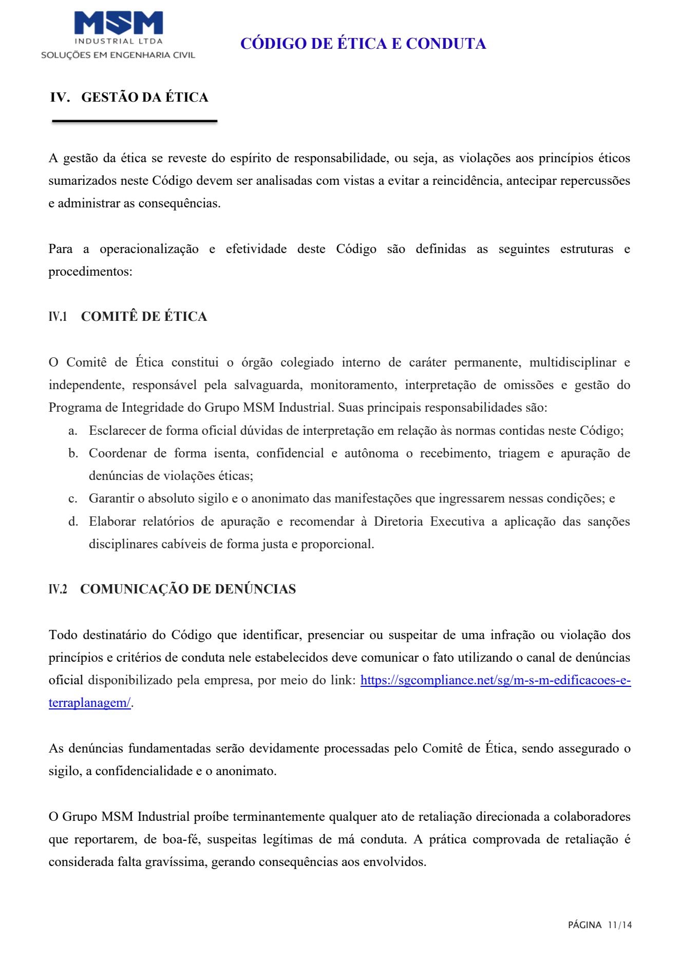 Código de Conduta e Ética - página 11
